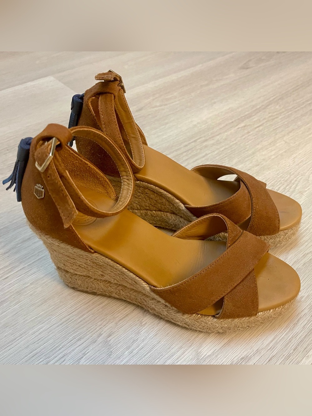 Fairfax & Favor Valencia Premium Suede and Jute Wedge Sandals size 38 (7,7.5)